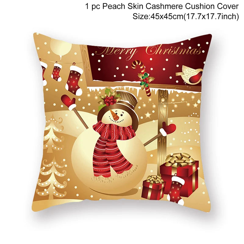 Yuko Christmas Cushion Cover 45cm - Santa Claus & Snowman Design