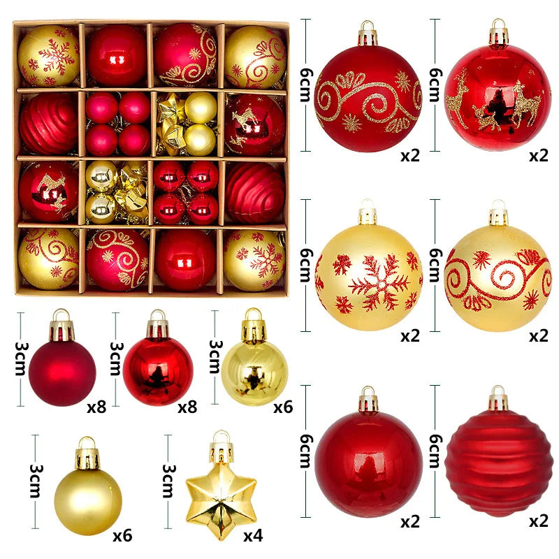 Supernova Large Snowflake Christmas Ball Ornament Set - Shatterproof Holiday Tree Decorations