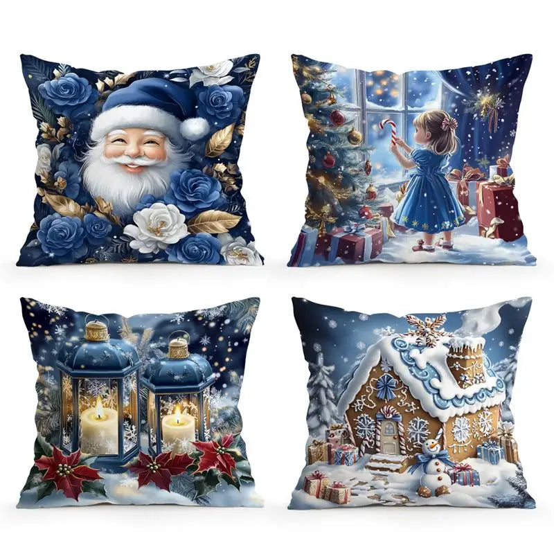 Paya Christmas Throw Pillow Cover - Santa & Winter Wonderland Design (Multiple Sizes)