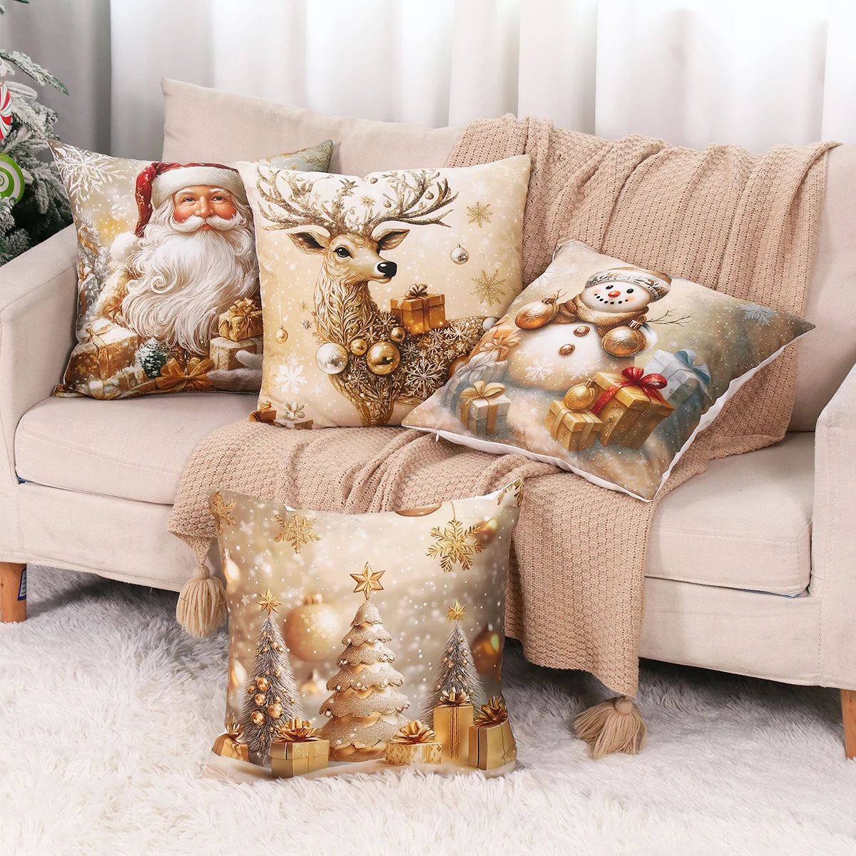Micasa Christmas Cushion Covers 4-Pack - Holiday Pillow Cases