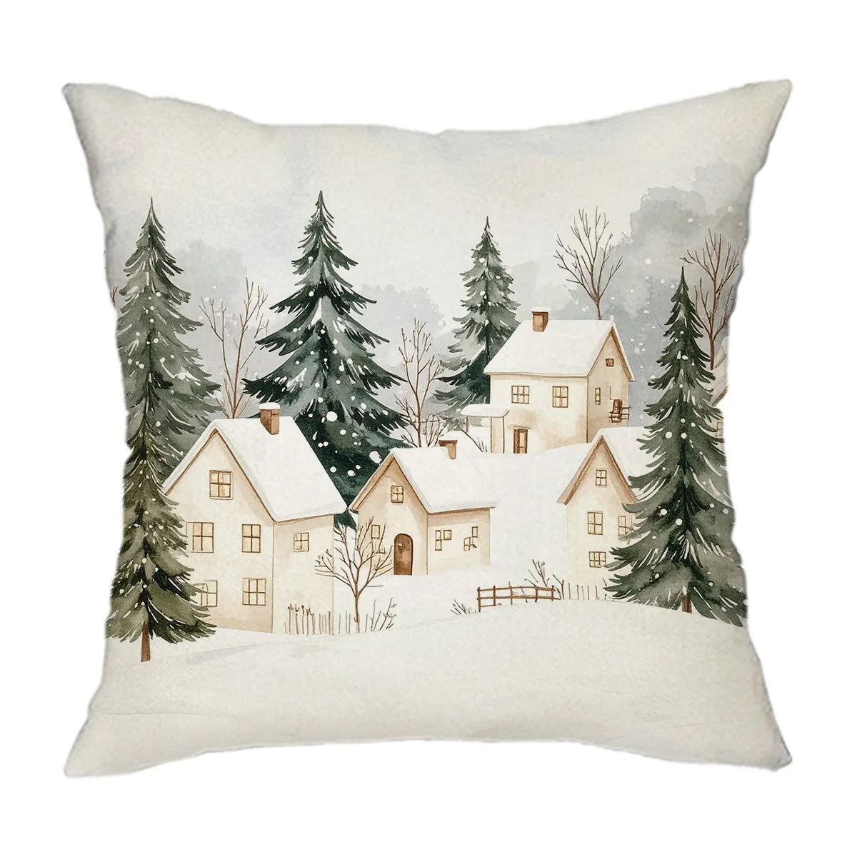 Daora Christmas Village Pillowcase - Festive Sofa Cushion Cover