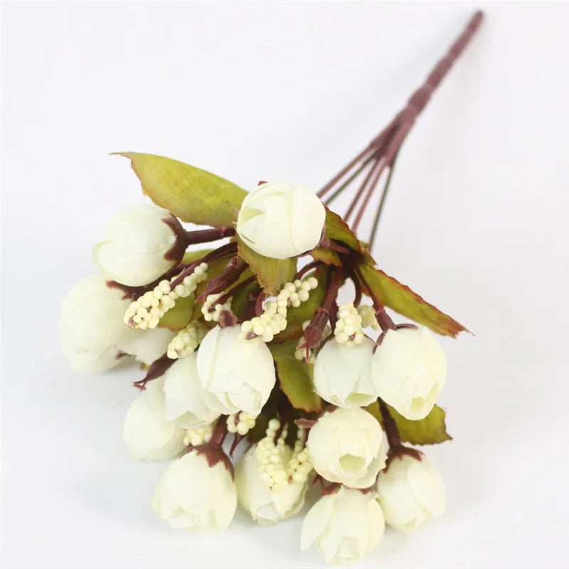 Soft yellow small bud rose bouquet - artificial flowers for cheerful accents