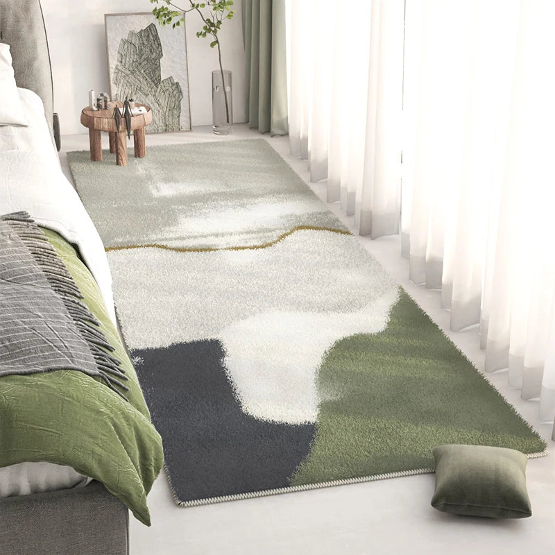 Long Bedside Rug - Fluffy Plush Non-Slip Bedroom Carpet