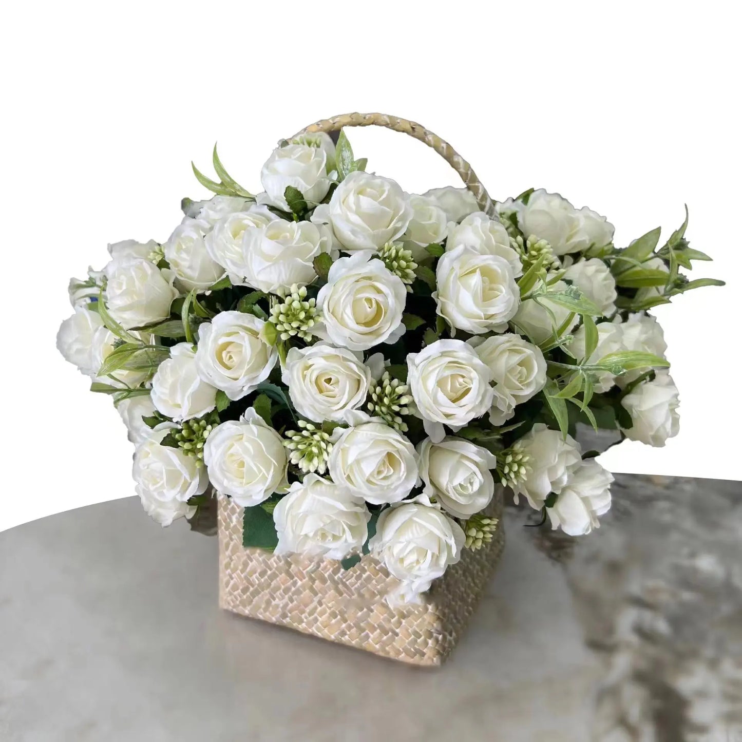 Romansia 10 Heads Rose Bouquet - Artificial Silk Flowers for Wedding Decor