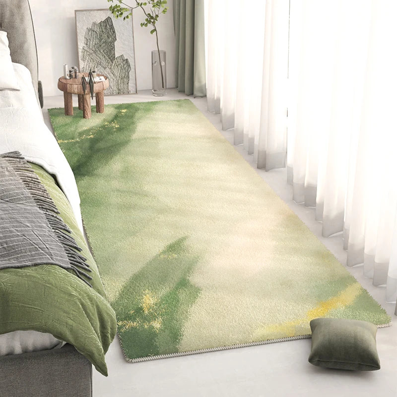 Long Bedside Rug - Fluffy Plush Non-Slip Bedroom Carpet