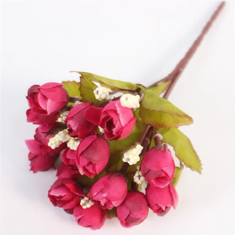 Hot pink small bud rose bouquet - 15 heads for vibrant home accents