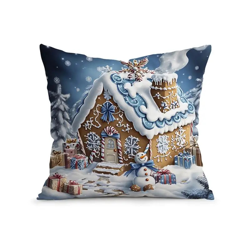 Paya Christmas Throw Pillow Cover - Santa & Winter Wonderland Design (Multiple Sizes)