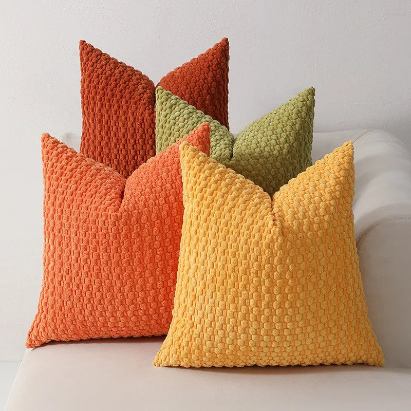 Mixi Fluffy Corduroy 3D Bubble Pillow Cover - Plush Solid Cushion