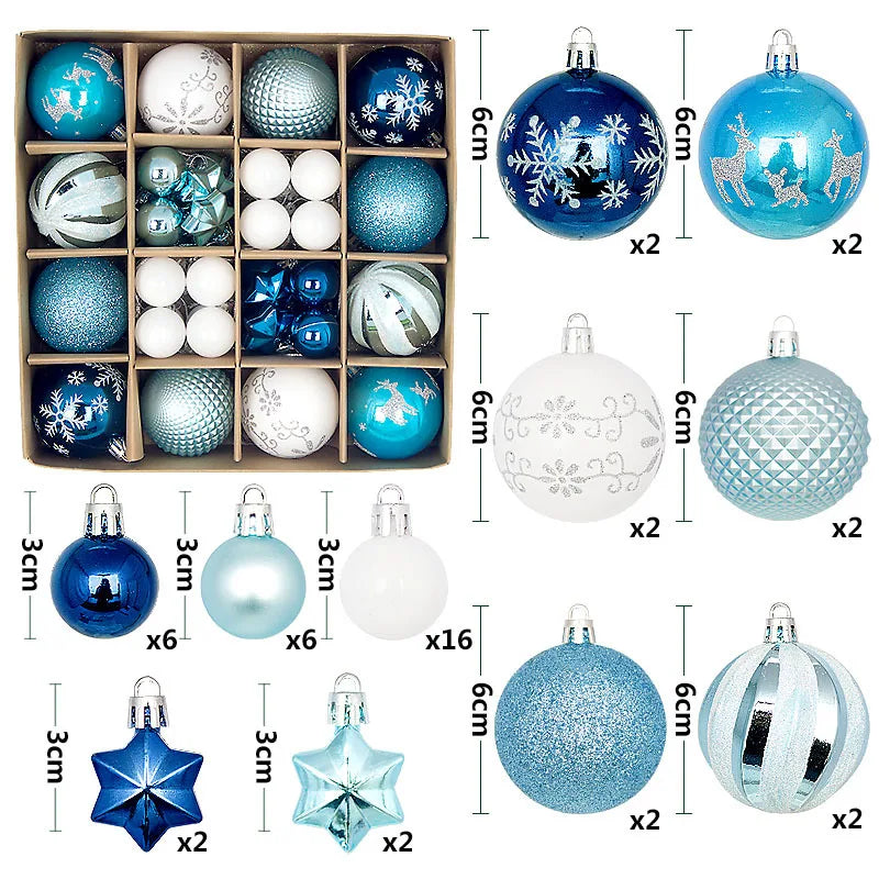 Supernova Large Snowflake Christmas Ball Ornament Set - Shatterproof Holiday Tree Decorations