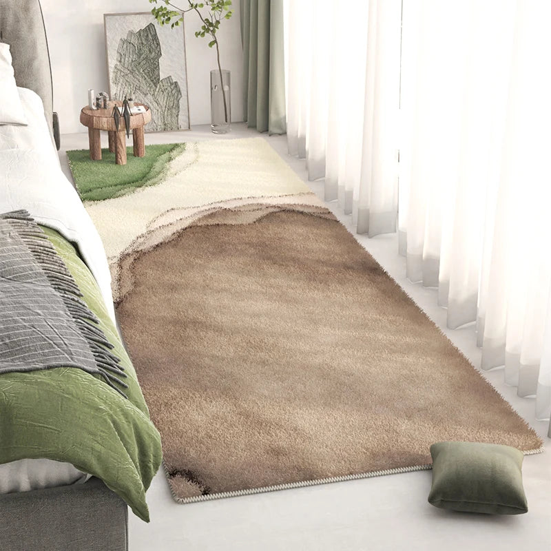 Long Bedside Rug - Fluffy Plush Non-Slip Bedroom Carpet