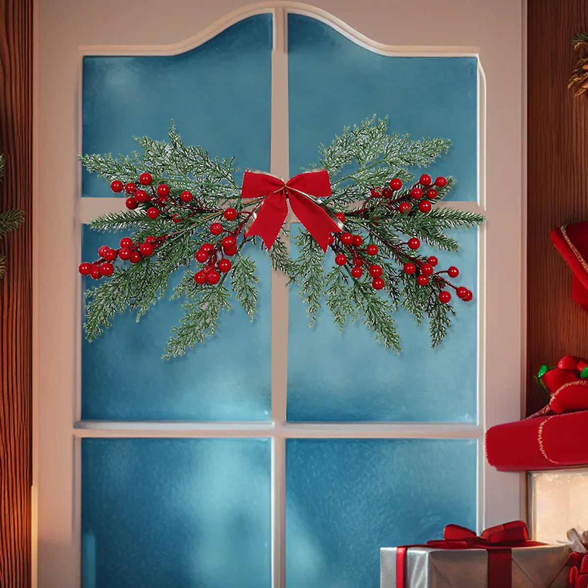 Branche de baies artificielles pour décoration de Noël - Décoration murale de qualité supérieure