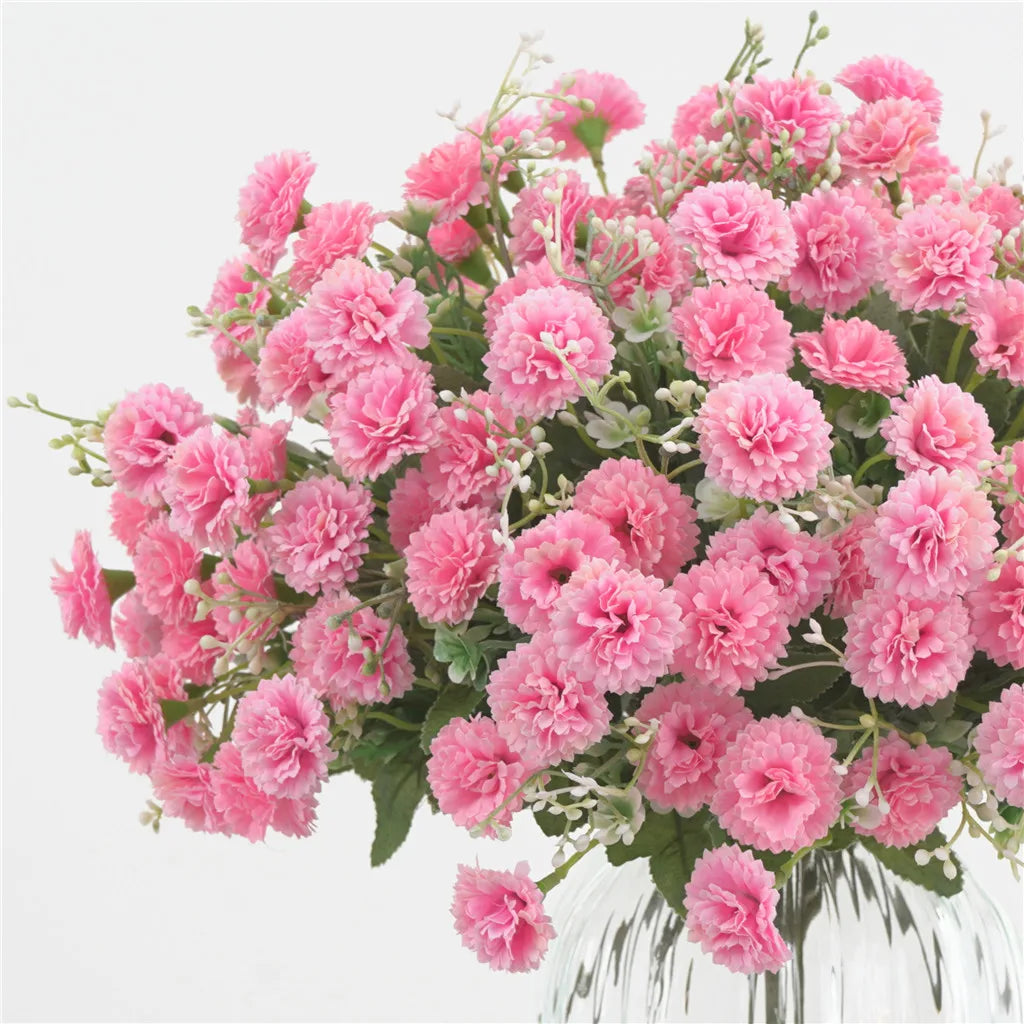 Hot pink carnation bouquet - 20 artificial flower heads for photography and decor