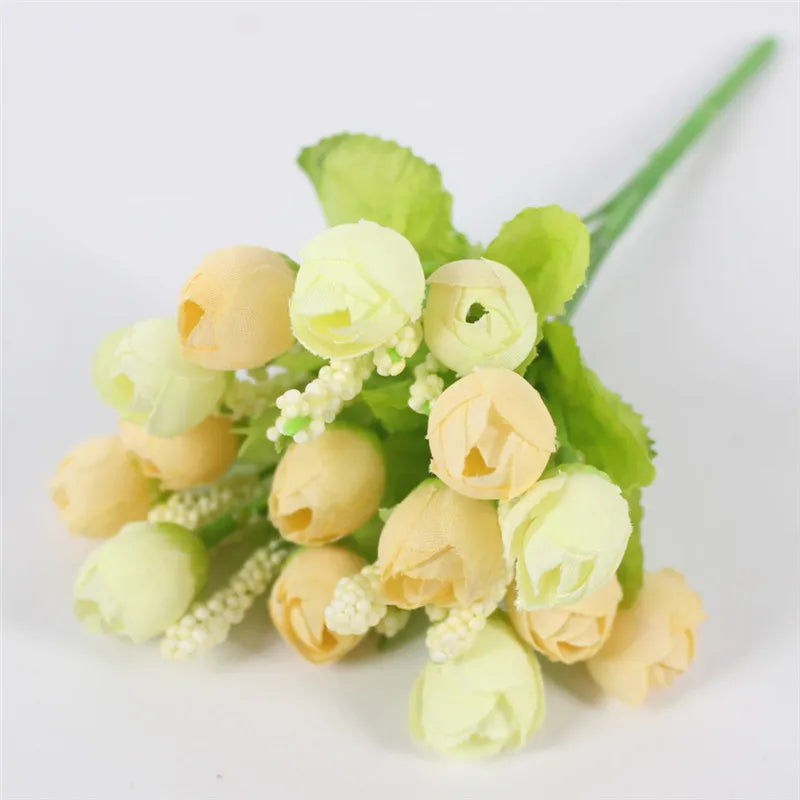 Golden yellow small bud rose bouquet - artificial flowers for sunny accents