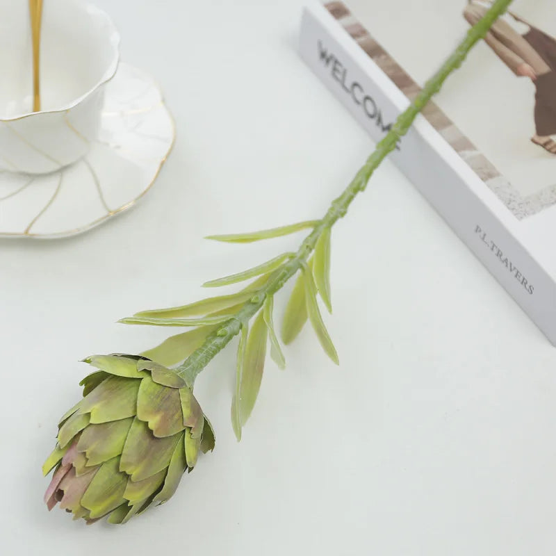 Artificial artichoke plant leaf detail - natural-looking faux foliage
