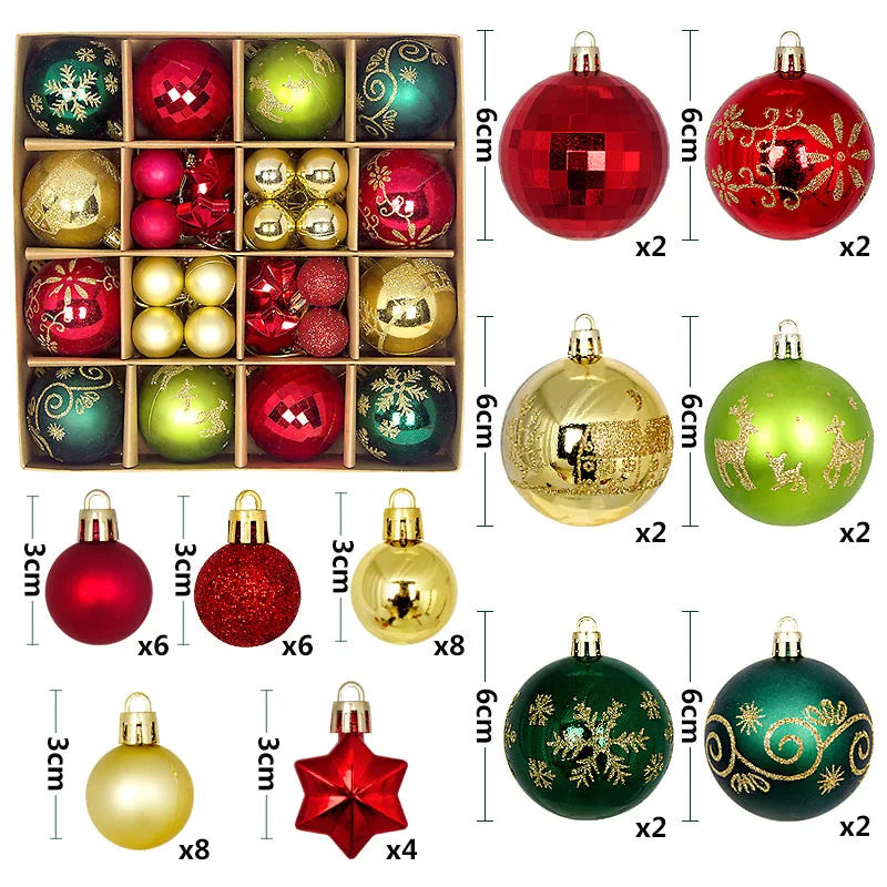 Supernova Large Snowflake Christmas Ball Ornament Set - Shatterproof Holiday Tree Decorations