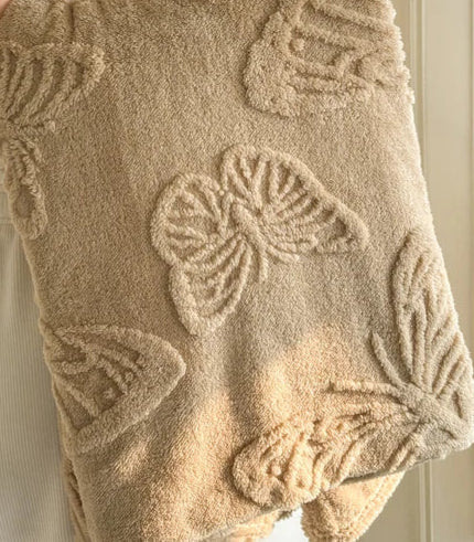 Solano 3D Embossed Butterfly Flannel Blanket - Ultra Soft & Warm Throw