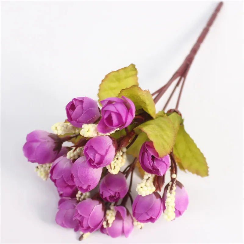 Magenta purple small bud rose bouquet - artificial flowers for any occasion