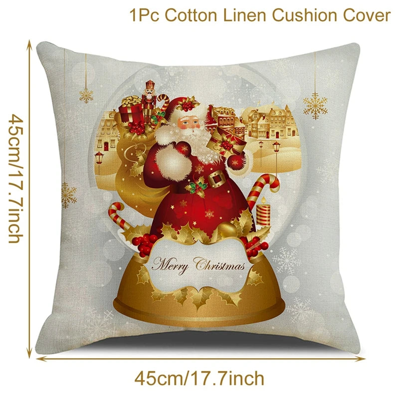 Yuko Christmas Cushion Cover 45cm - Santa Claus & Snowman Design