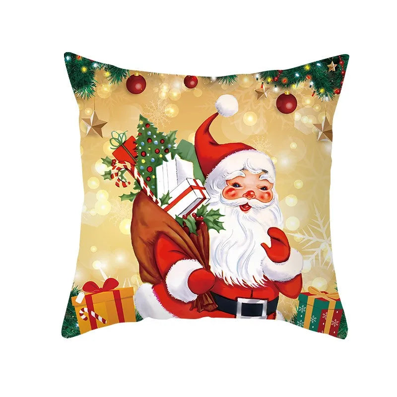 Yuko Christmas Cushion Cover 45cm - Santa Claus & Snowman Design