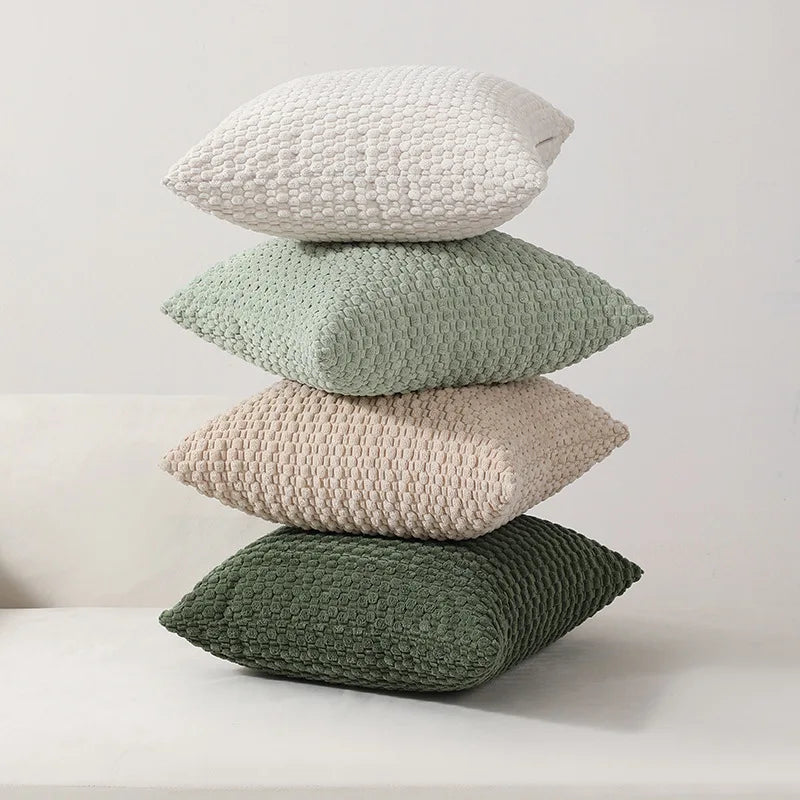 Mixi Fluffy Corduroy 3D Bubble Pillow Cover - Plush Solid Cushion