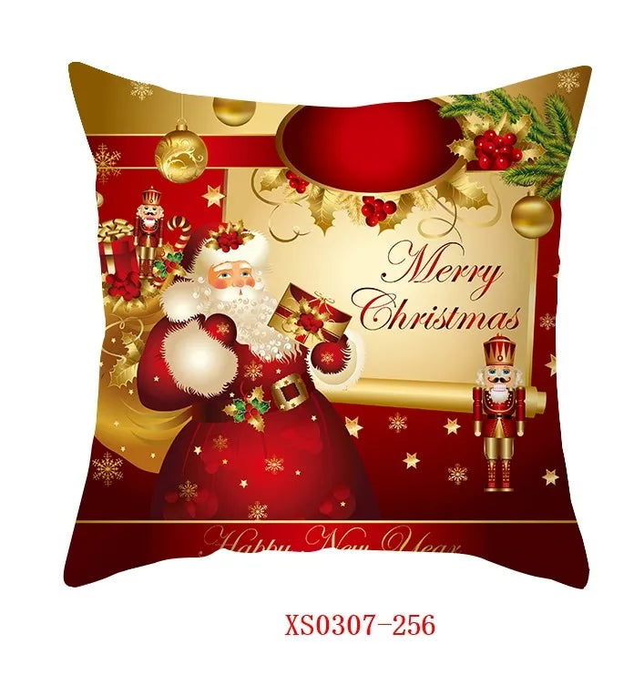 Yuko Christmas Cushion Cover 45cm - Santa Claus & Snowman Design