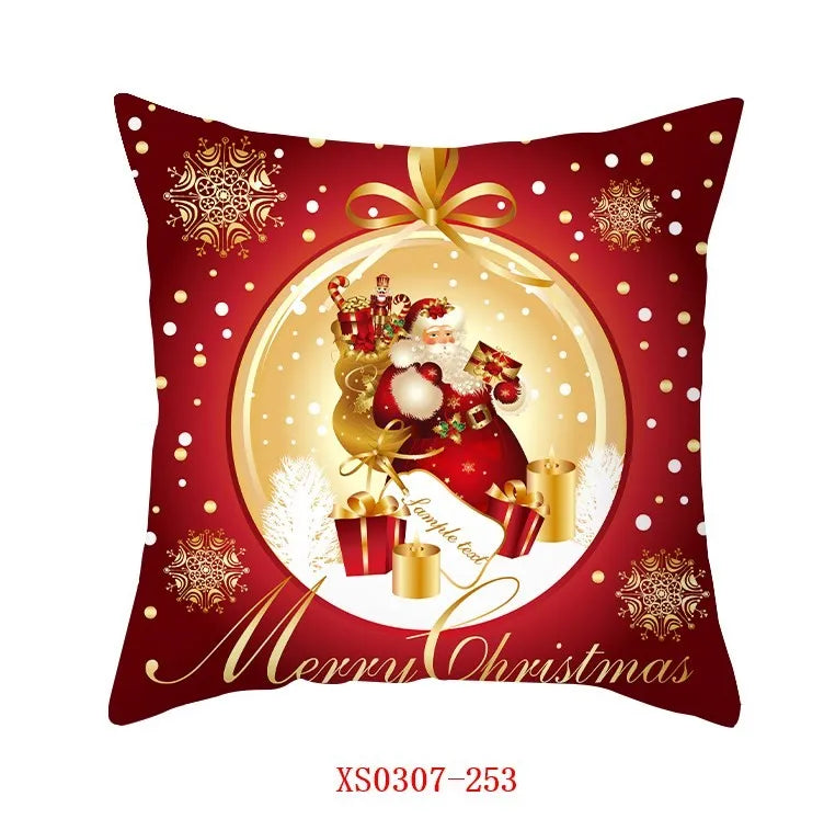 Yuko Christmas Cushion Cover 45cm - Santa Claus & Snowman Design