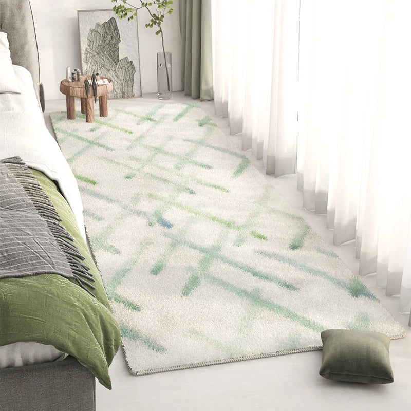 Long Bedside Rug - Fluffy Plush Non-Slip Bedroom Carpet