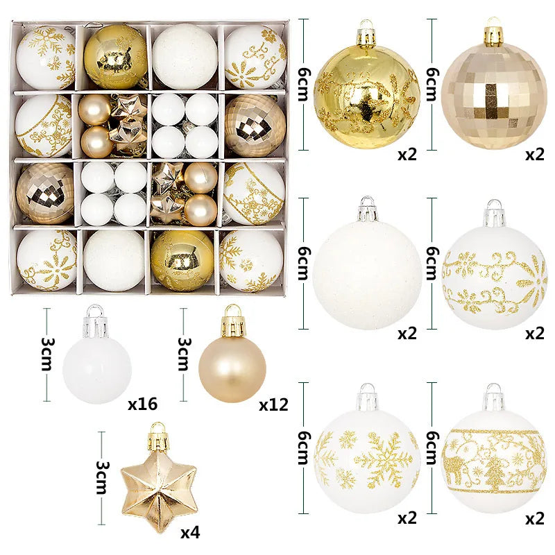 Supernova Large Snowflake Christmas Ball Ornament Set - Shatterproof Holiday Tree Decorations