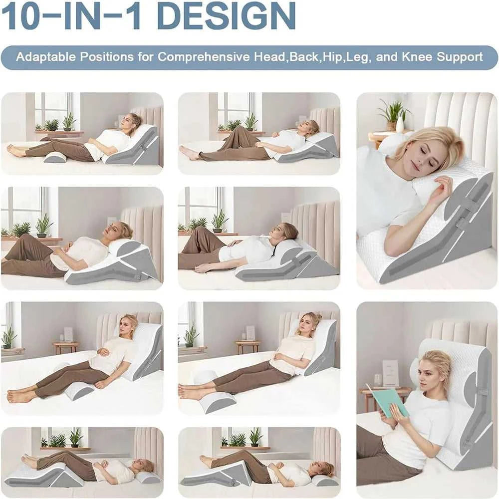 3Pcs/set Wedge Pillow for Sleeping Adjustable Folding Triangle Pillow for Snoring and After Surgery Back Pain Relief Acid Reflux 14:29#Grey and White luxury bedding