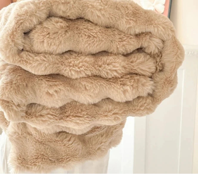 Mura Double-Layer Faux Rabbit Fur Blanket - Ultra-Soft Plush Throw for Bed & Sofa 14:193#Hui;5:596#70X100cm Blankets & Throws
