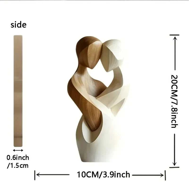 Nana Wooden Couple Sculpture - 2D Minimalist Statue Modern Decor 14:200006151#1PC Decorative Sculpture