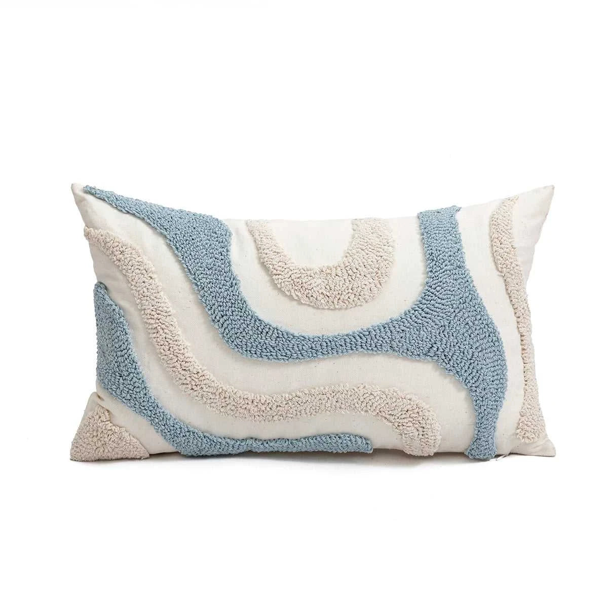 Tamara Boho Blue White Geometric Loop Pillow Cover - Decorative Cushion 14:173;5:202949817 Cushion Covers