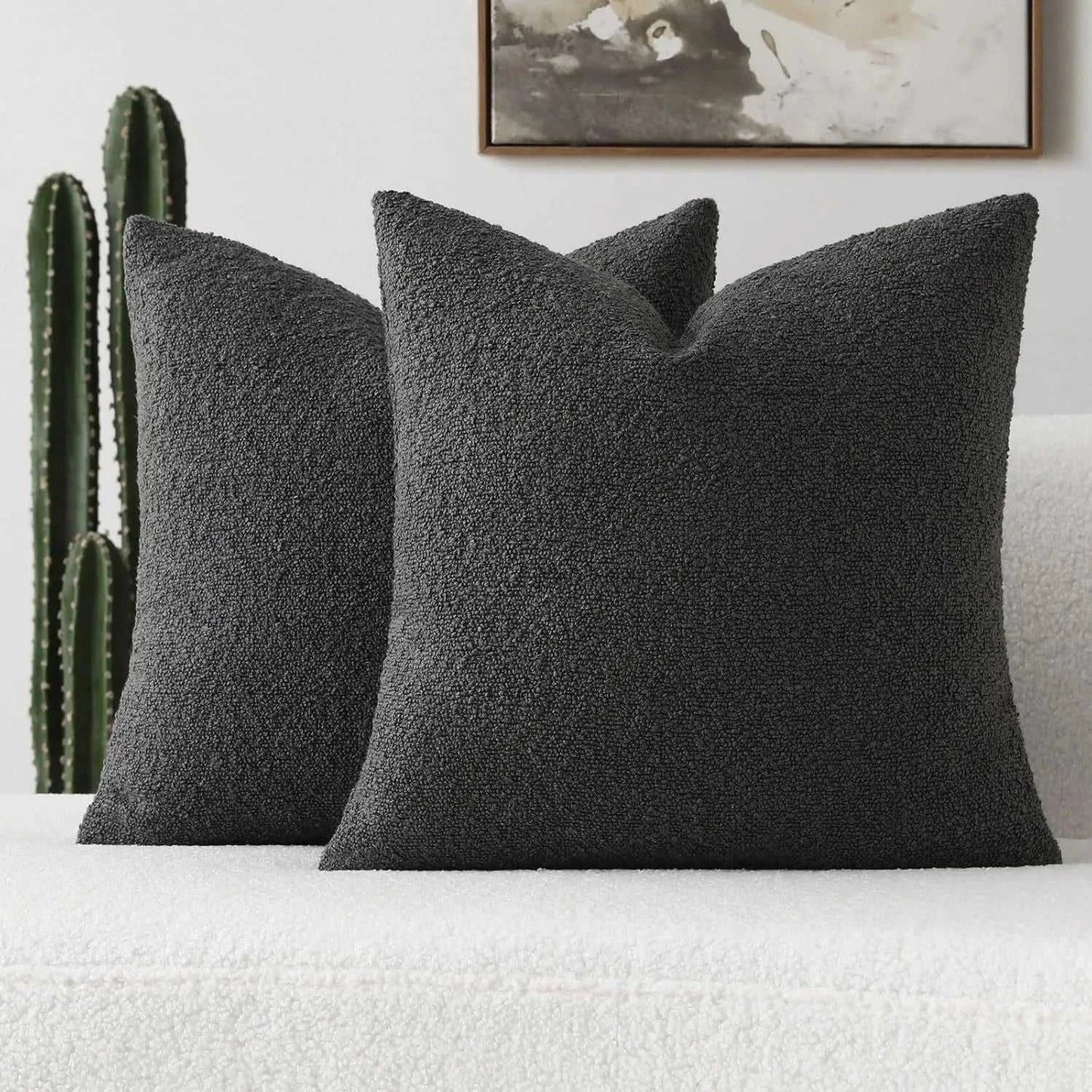 Xoco Soft Loop Yarn Teddy Fleece Pillow Cover - Lamb Wool-Like Texture 14:365458#grey brown;5:202517810#30x50cm Cushion Covers