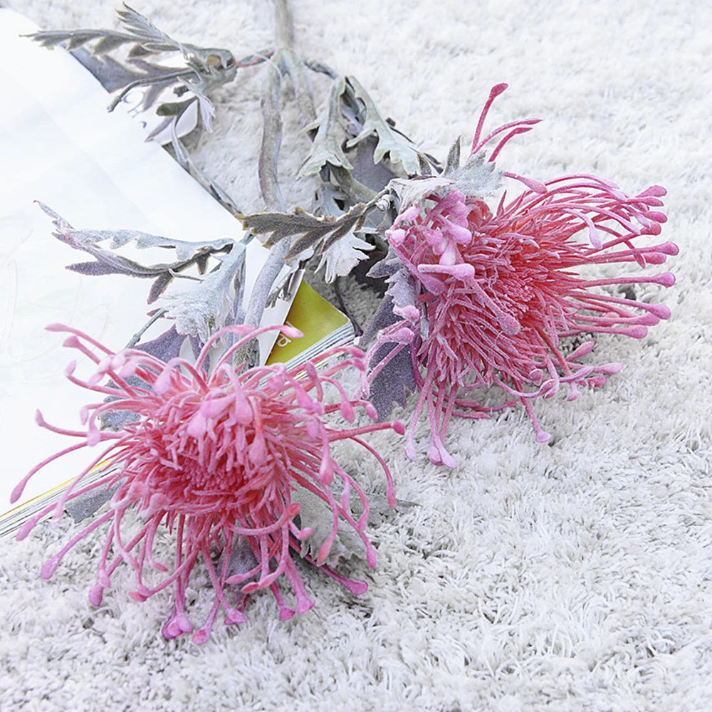 Pink artificial pincushion flowers - soft festive arrangement