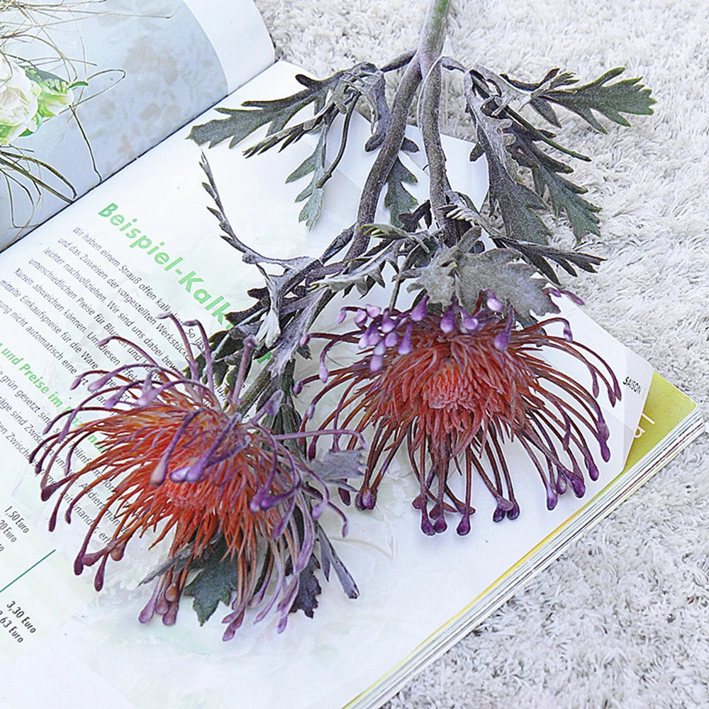  Purple artificial pincushion flowers - festive garland and event decor