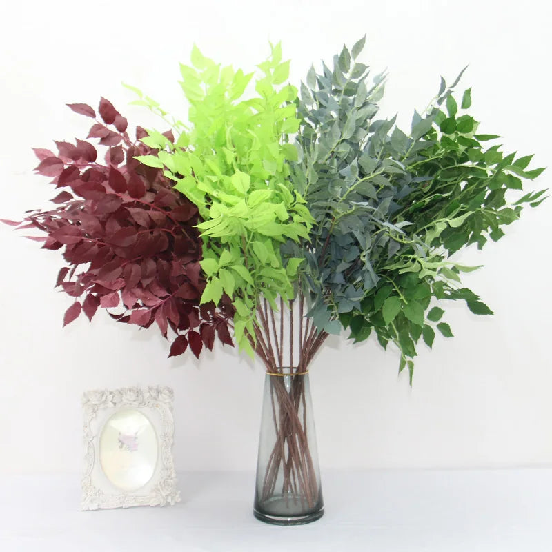 Kiko artificial trumpet leaf mixed of burgundy greenery in vase home decor styling