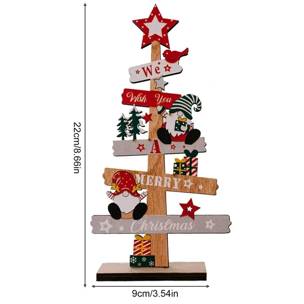 Ratanna Wooden Christmas Tree Desktop Ornament - Santa Claus Holiday Sign