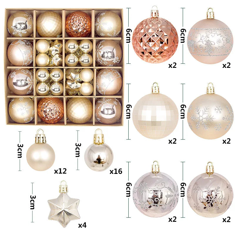 Supernova Large Snowflake Christmas Ball Ornament Set - Shatterproof Holiday Tree Decorations