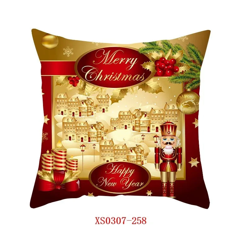 Yuko Christmas Cushion Cover 45cm - Santa Claus & Snowman Design