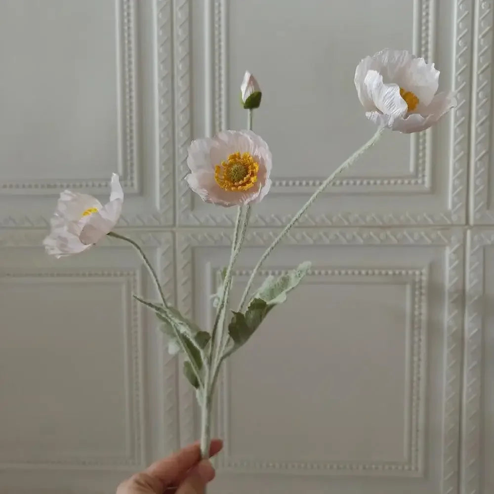 Valencia artificial poppy flowers ice pink stem bunch delicate tone