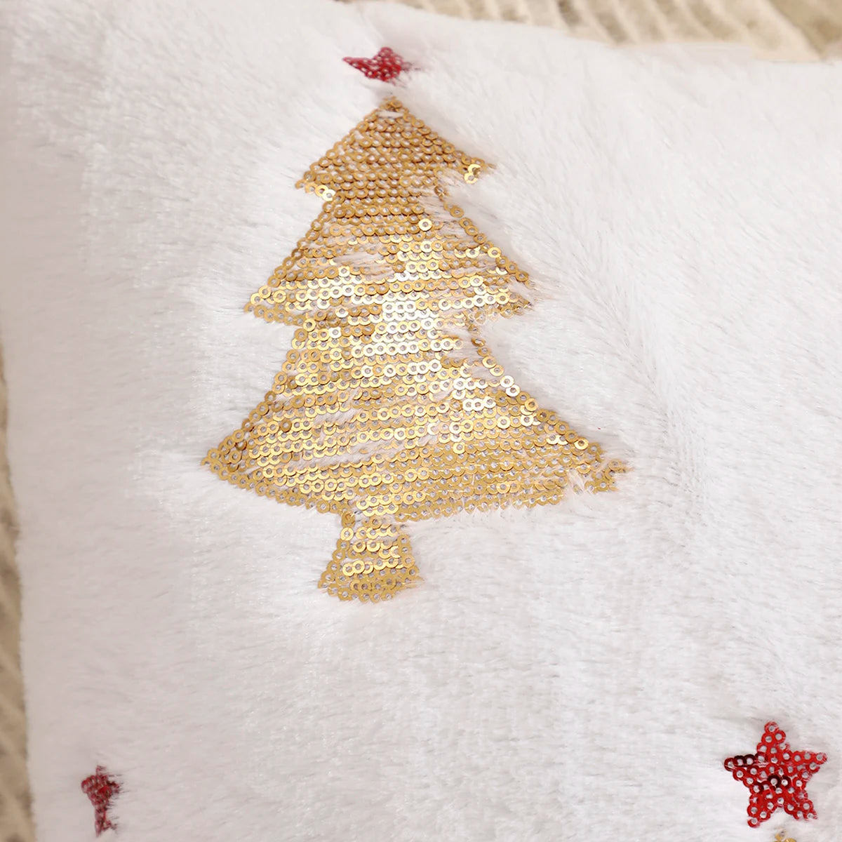 Blliss Christmas Tree Pillow Cover 18x18 - Gold Sequin Plush Decorative