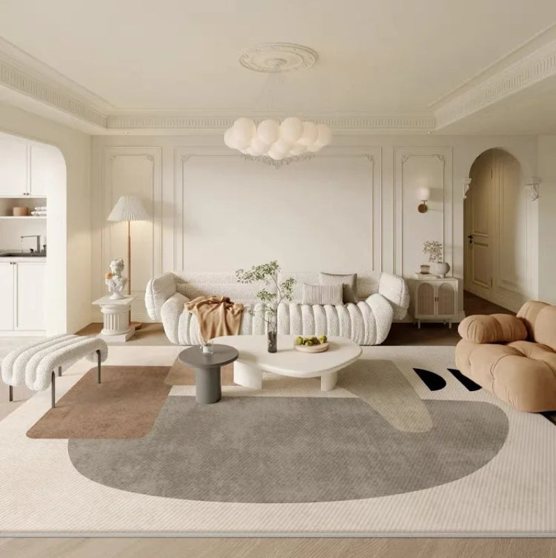 Cloudee Velvet Circle Carpet - Nordic Wabi-Sabi Living Room Rug