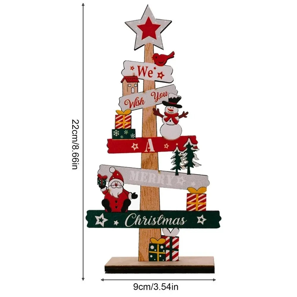 Ratanna Wooden Christmas Tree Desktop Ornament - Santa Claus Holiday Sign