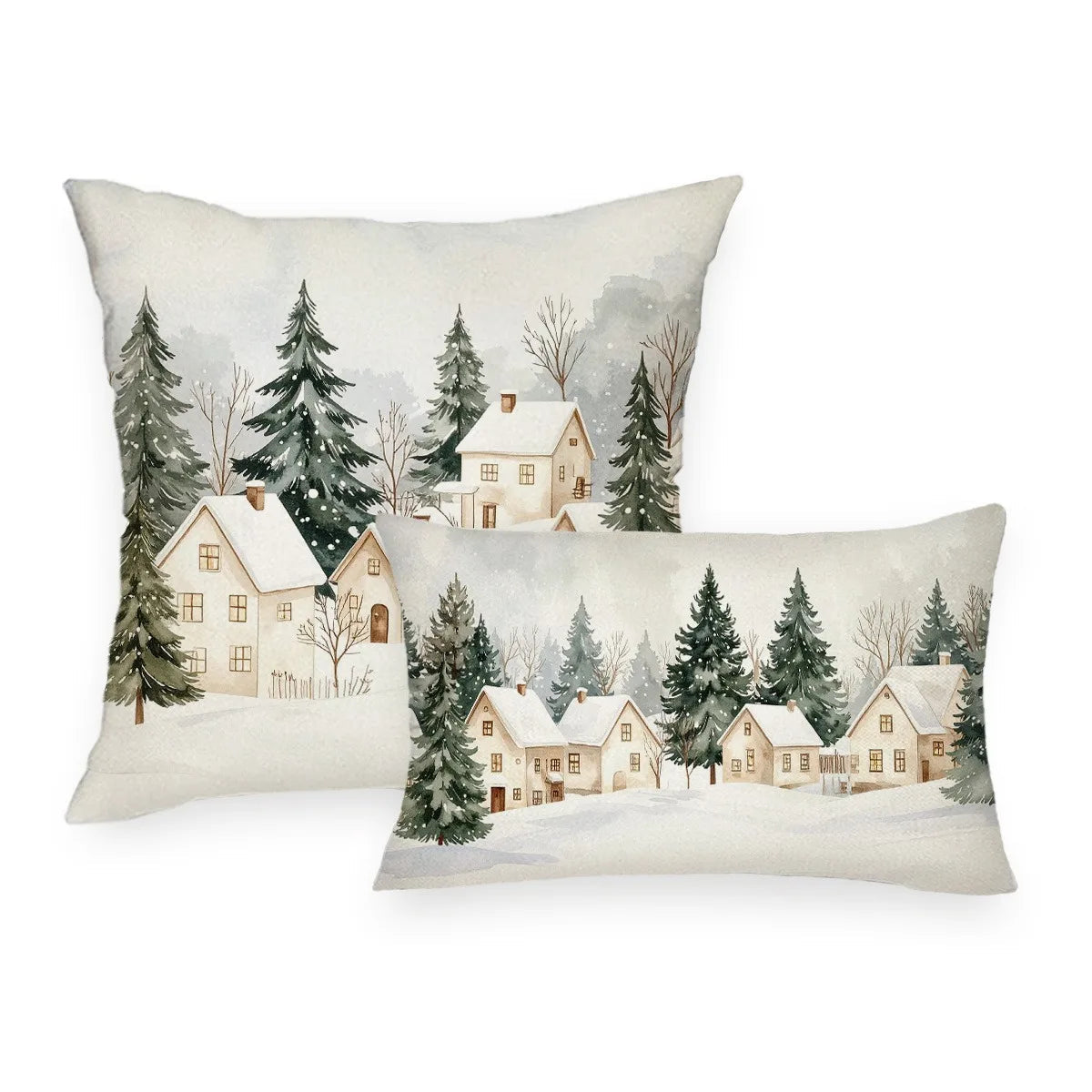 Daora Christmas Village Pillowcase - Festive Sofa Cushion Cover