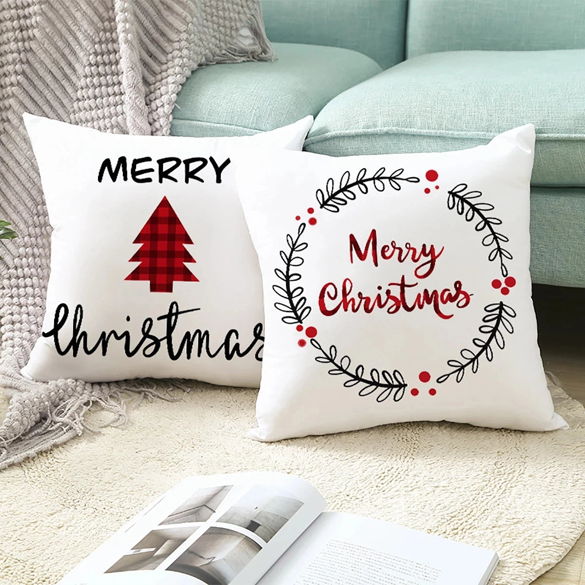 Morozac Christmas Cushion Cover 45cm - Holiday Pillow Case Decor