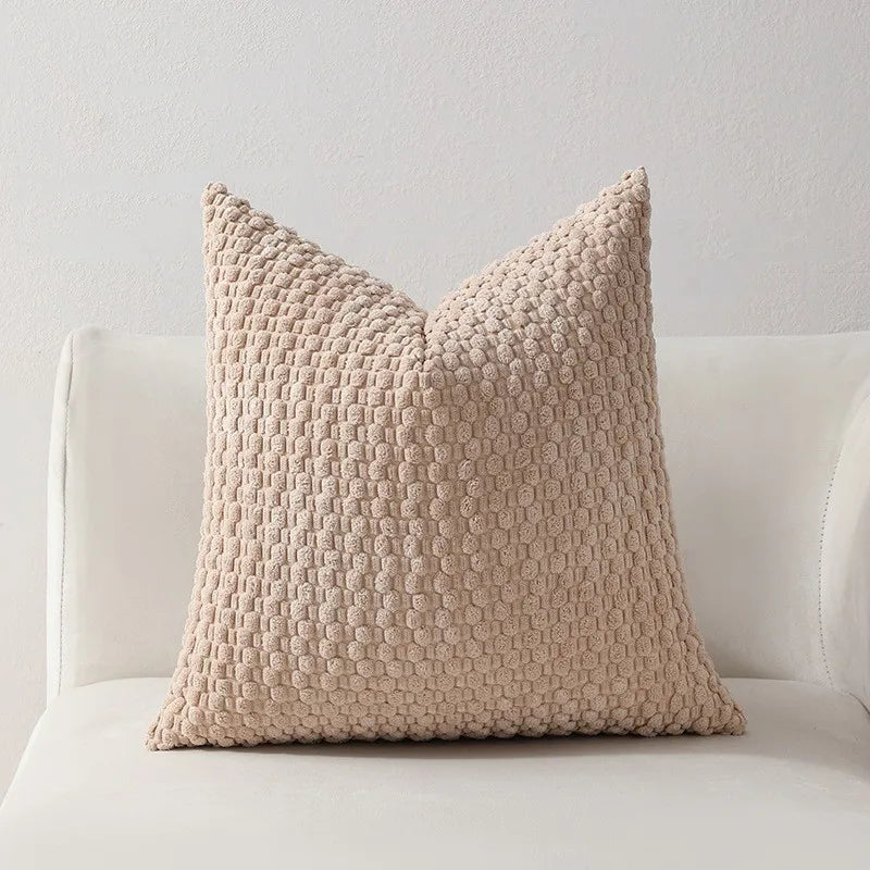 Mixi Fluffy Corduroy 3D Bubble Pillow Cover - Plush Solid Cushion