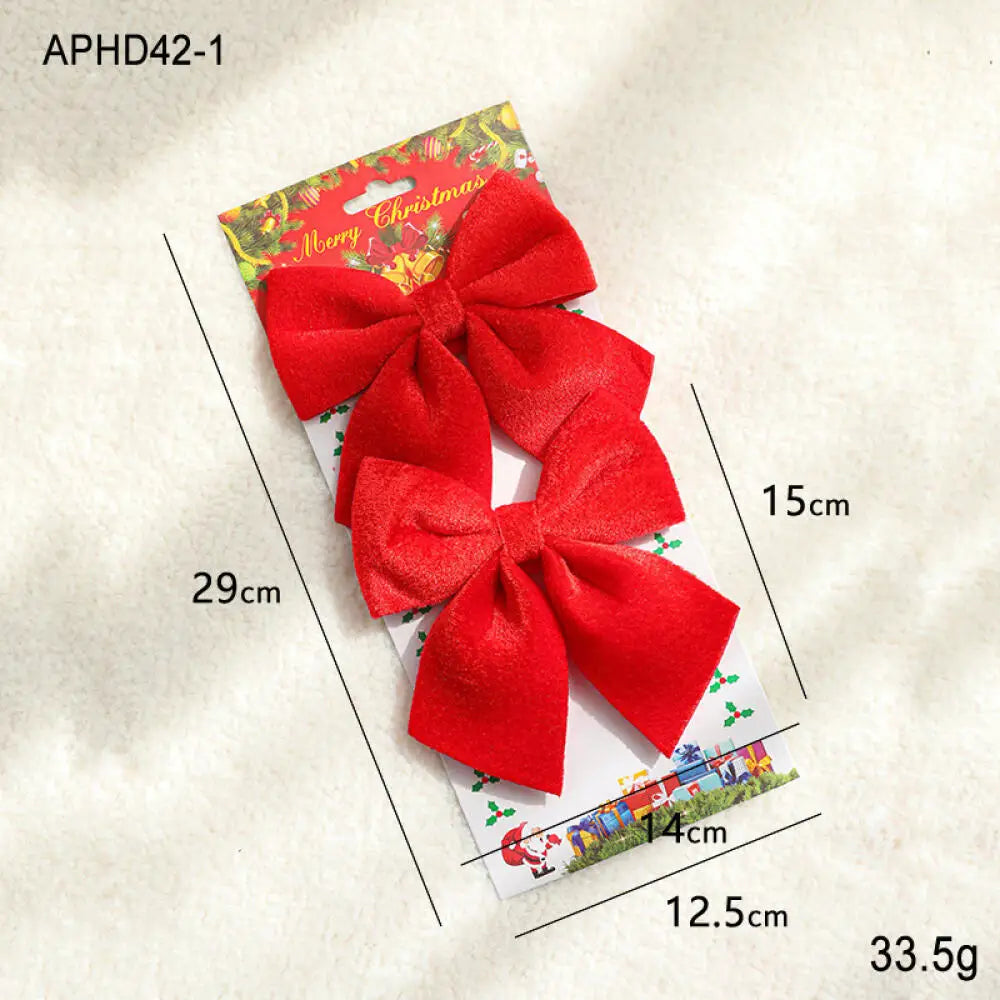 Caelie Red Flocked Christmas Bow Ornament - Velvet Holiday Tree & Wreath Decoration