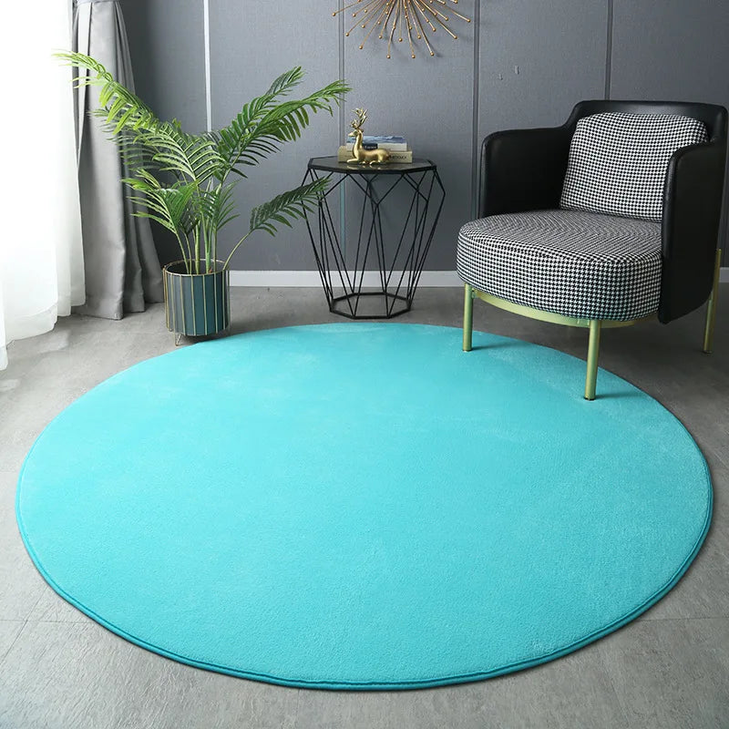 Hexie Round Coral Velvet Carpet - Thickened Soft Bedroom Rug