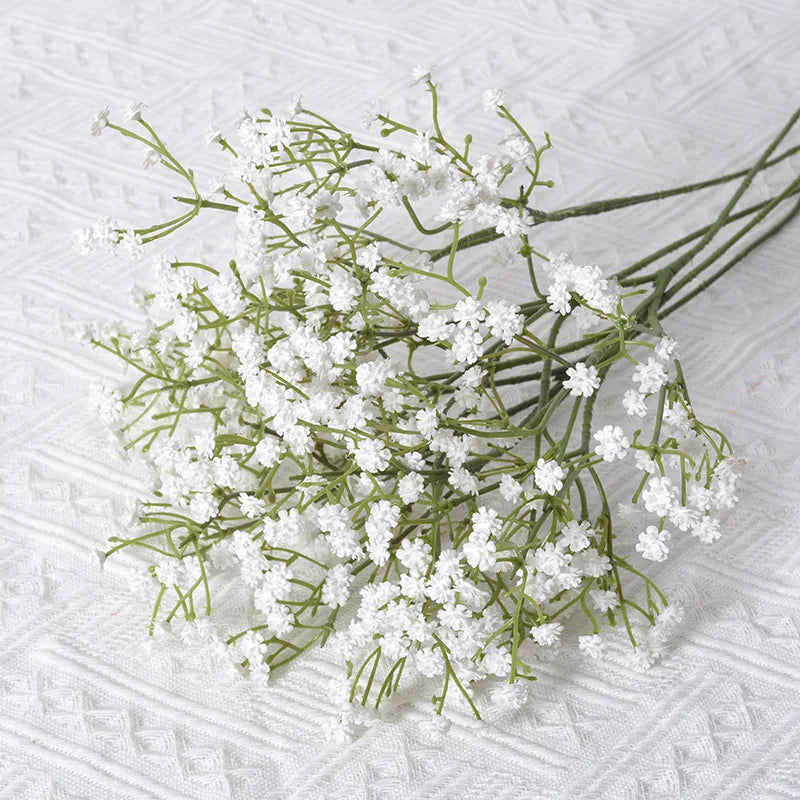Skies artificial baby's breath 52cm white with green foliage arrangement