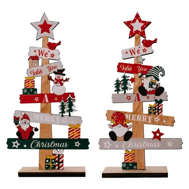 Ratanna Wooden Christmas Tree Desktop Ornament - Santa Claus Holiday Sign